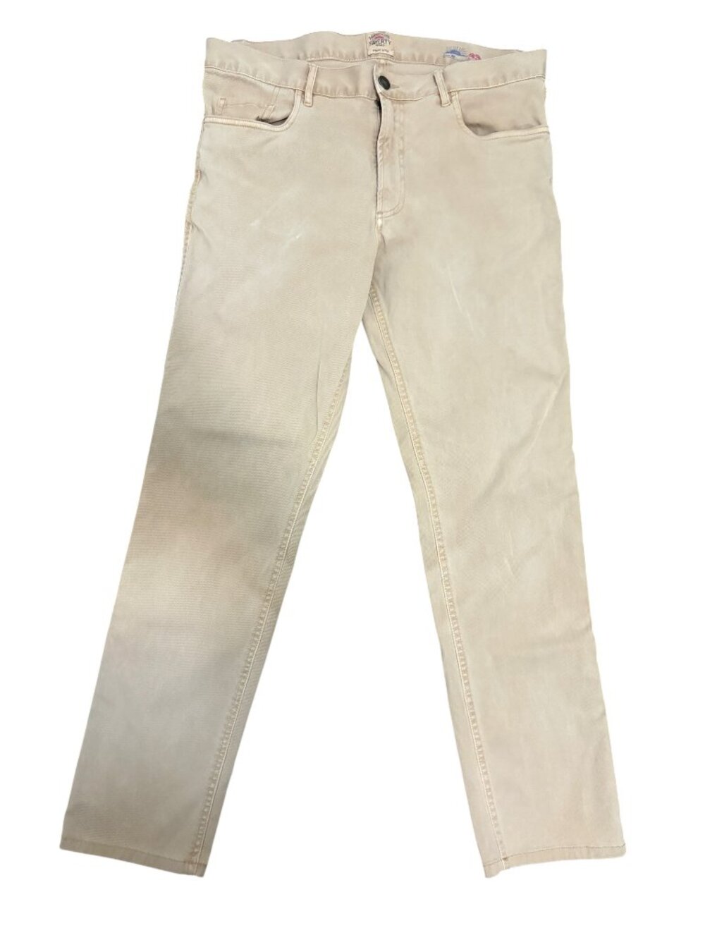 Faherty Comfort Twill Organic Cotton Khaki Beige Straight Leg Chino Mens 33